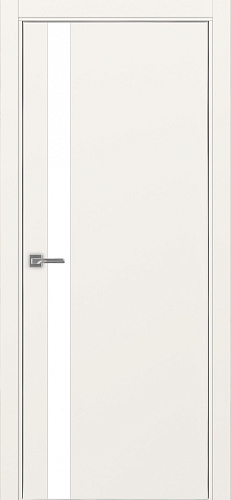 Дверь Эко 211 бежевый, кромка AL хром SC с 4-х сторон, lacobel белый