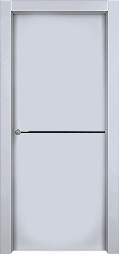 Дверь 1001-М1 эмаль RAL 7047, молдинг черный, глухая
