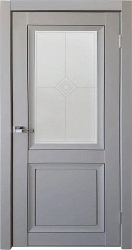 Дверь ДР экошпон Деканто ПДО 1 бархат grey вставка черная, сатинато белое