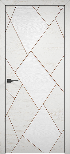 Дверь ПМЦ Design массив дуба Romb белый грунт патина орех, глухая