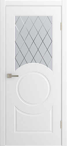 Дверь Donna эмаль белая, сатинат гравировка Ромбы