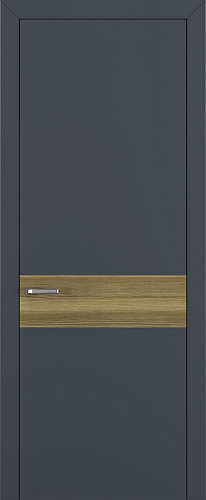 Дверь Z K6 полипропилен  графит премьер, вставка toppan дуб серый, глухая