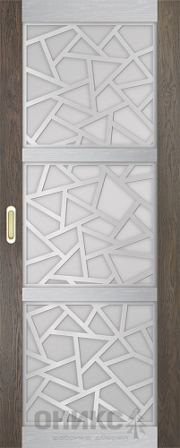 Перегородка Оникс №2 дуб античный/серебро/Р-№7, сатинат белый