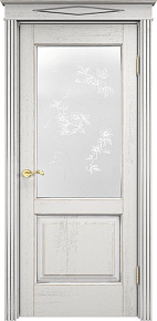 Недавно просмотренные - Дверь ПМЦ массив дуба Д13 белый грунт с патиной серебро микрано, стекло 13-4