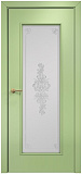Дверь Оникс Турин эмаль фисташковая, сатинат контурный витраж №3