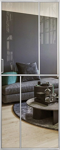 Перегородка Alum №6 хром, стекло прозрачное бронза