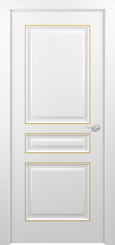 Дверь Z Ampir Т2 эмаль белая patina Gold, глухая