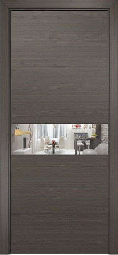 Дверь Оникс Соло серый дуб, глухая с вставкой зеркала