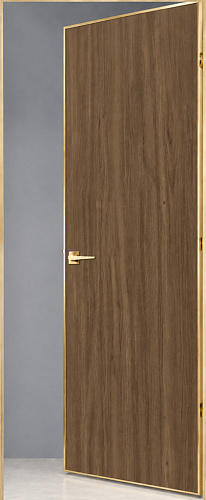 Дверь скрытая ИУ-42, AL gold с 4-х сторон, шпон грецкий орех revers 2,31 м