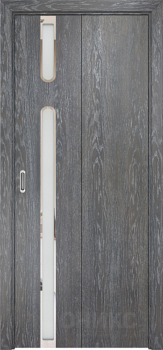 Дверь-книжка Оникс Рондо дуб седой, сатинат белый