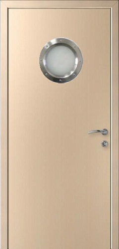 Дверь с иллюминатором влагостойкая композитная Капель дуб беленый