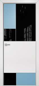 Недавно просмотренные - Дверь Оникс New York эмаль голубая/эмаль белая, глухая с вставкой лакобель RAL 9005