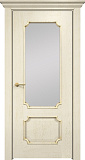 Дверь Оникс Палермо эмаль слоновая кость патина золото, сатинат