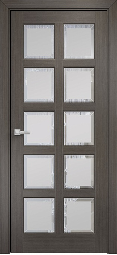 Дверь Оникс Вена 2 серый дуб, сатинат с фацетом