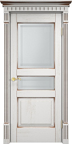 Недавно просмотренные - Дверь ПМЦ массив дуба Д5 белый грунт с патиной орех, стекло 5-3