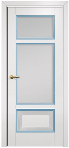Дверь Оникс Тоскана 4 эмаль белая/голубая, сатинат белый