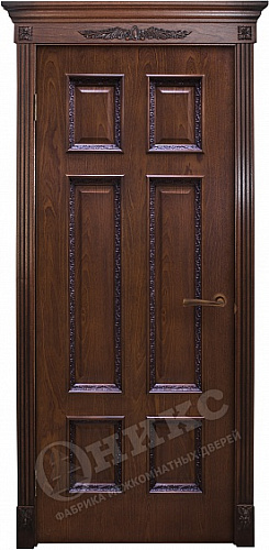 Дверь Оникс Гранд со штапиком Флора красное дерево с черной патиной, глухая