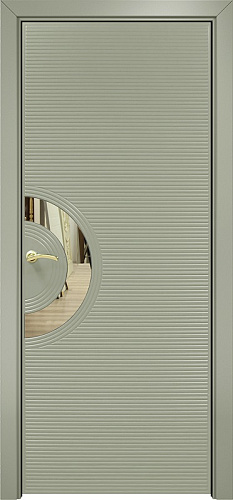 Дверь Оникс Диамант эмаль RAL 7038, глухая с зеркальной вставкой