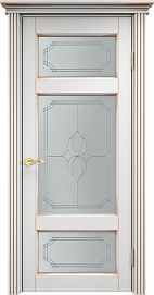 Недавно просмотренные - Дверь ПМЦ массив ольхи ОЛ55 белый грунт с патиной золото, стекло 55-3