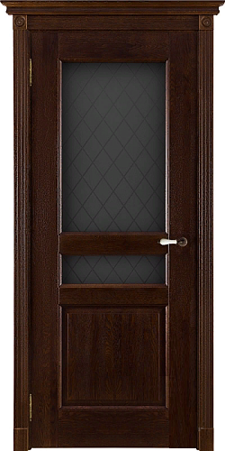 Дверь ДР массив дуба Виктория античный орех, стекло мателюкс графит