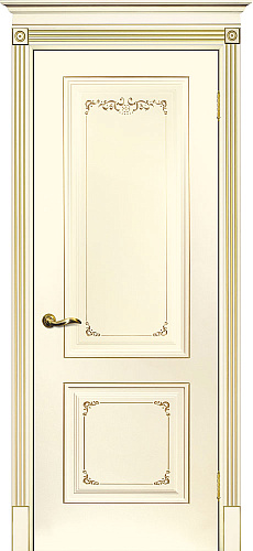 Дверь Текона эмаль Smalta 14 слоновая кость RAL 1013 патина золото, глухая