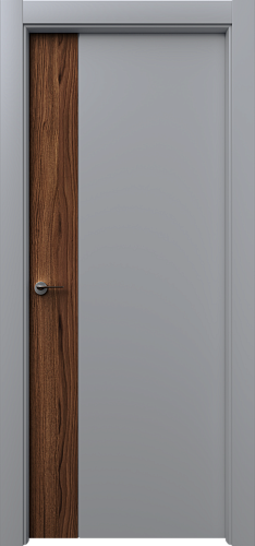 Дверь Неом эмаль RAL 7047, шпон орех американский, глухая