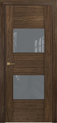 Дверь Оникс Парма американский орех, глухая лакобель RAL 7040