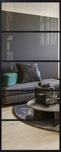 Перегородка Alum №5 черный, стекло прозрачное бронза