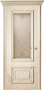 Недавно просмотренные - Дверь Оникс Мадрид остекленный эмаль слоновая кость патина золото, контурный витраж №1
