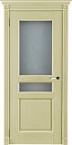 Дверь ДР массив дуба Виктория эмаль слоновая кость, стекло Квадро мателюкс с гравировкой