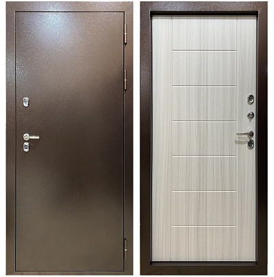 Входная дверь Матадор ТЕРМО антик медный/панель сандал светлый