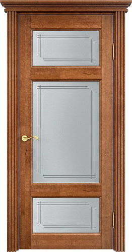 Дверь ПМЦ массив ольхи ОЛ55 орех 10%, стекло 55-4