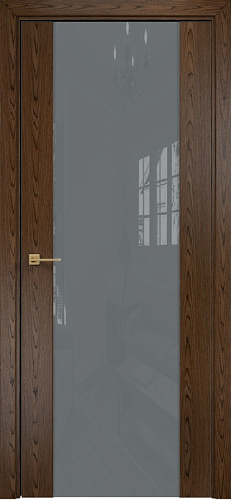 Дверь Оникс Парма 1 орех тангентальный, глухая лакобель RAL 7040