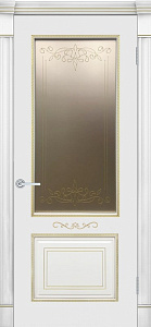 Недавно просмотренные - Дверь Фелиса с косичкой эмаль RAL 9010 с золотой патиной по фрезеровке, Миас, стекло бронза