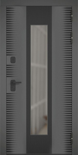 Входная дверь Bomond Финито Термо графит, черная платина/Финито белый