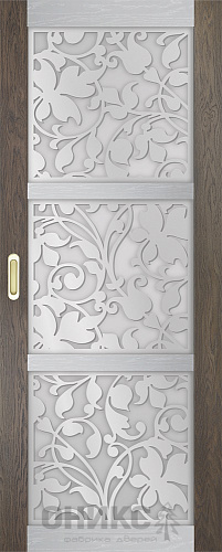 Перегородка Оникс №2 дуб античный/серебро/Р-№6, сатинат белый