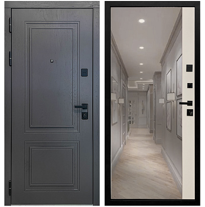 Входная дверь Матадор MXК-2 альберо грей/панель зеркало 1, софт шампань