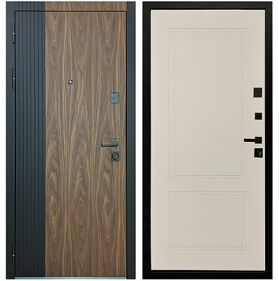 Входная дверь Матадор MXL-2 орех американский мокко/панель Лайн-2, софт шампань