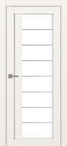 Дверь Эко 524.22 АСС бежевый молдинг SC, lacobel белый