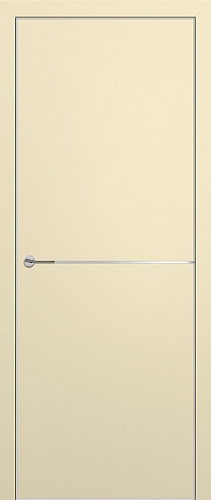Дверь Z K10 полипропилен крем, ALU кромка хром, молдинг серебро, глухая