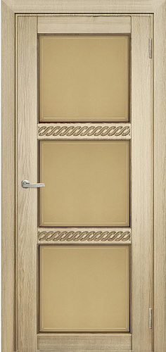 Дверь Берест массив сосны Браво некрашеная, фреза коса, стекло бронза