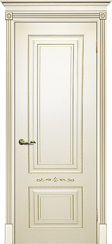 Дверь Текона эмаль Smalta 04 слоновая кость RAL 1013 патина золото, глухая