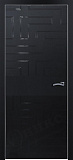 Дверь Оникс Соло 2 эмаль черная, глухая, Lacobel RAL 9005 Лабиринт витраж контурный