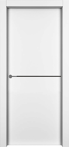 Дверь 1001-М1 эмаль белая, молдинг черный, глухая