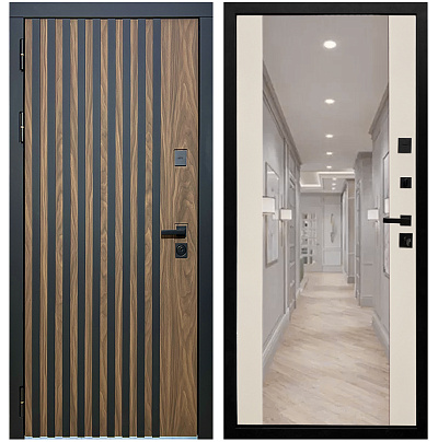 Входная дверь Матадор MXL-1 орех американский мокко/панель зеркало 2, софт шампань