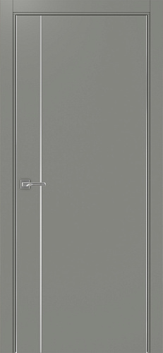 Дверь Эко 204 серый молдинг SC, кромка AL хром SC с 2-х сторон, глухая