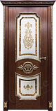 Дверь Оникс Империя красное дерево с черной патиной, заливной витраж №2