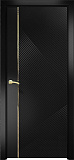 Дверь Оникс Нова эмаль черная молдинг золото, глухая