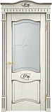 Дверь ПМЦ массив дуба Д3 эмаль F120 с черной патиной, стекло 3-3