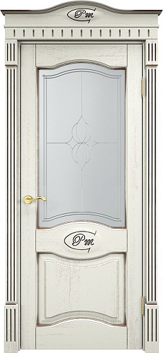 Дверь ПМЦ массив дуба Д3 эмаль F120 с черной патиной, стекло 3-3